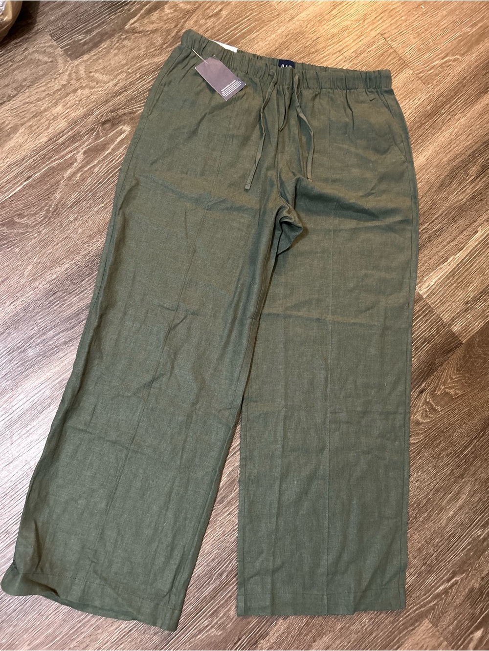 Gap Pull on Linen Pants Olive Green Size Large Women’s Minimalist Casual Wide